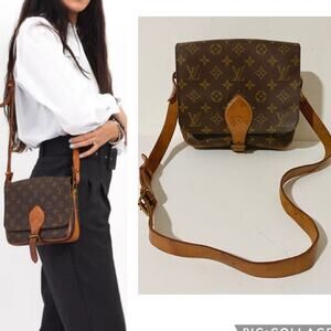 Louis Vuitton Cartouchiere MM Crossbody Bag Monogram Canvas Vintage Purse